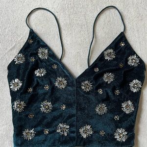 ASOS velvet bejeweled crop top